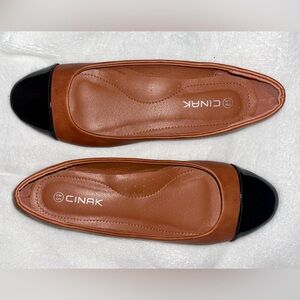 CINAK Women's Brown and Black Soft Soled, Flats